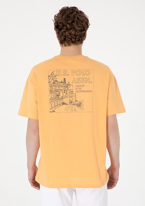 US POLO ASSN Turuncu Erkek Bisiklet Yaka T-Shirt