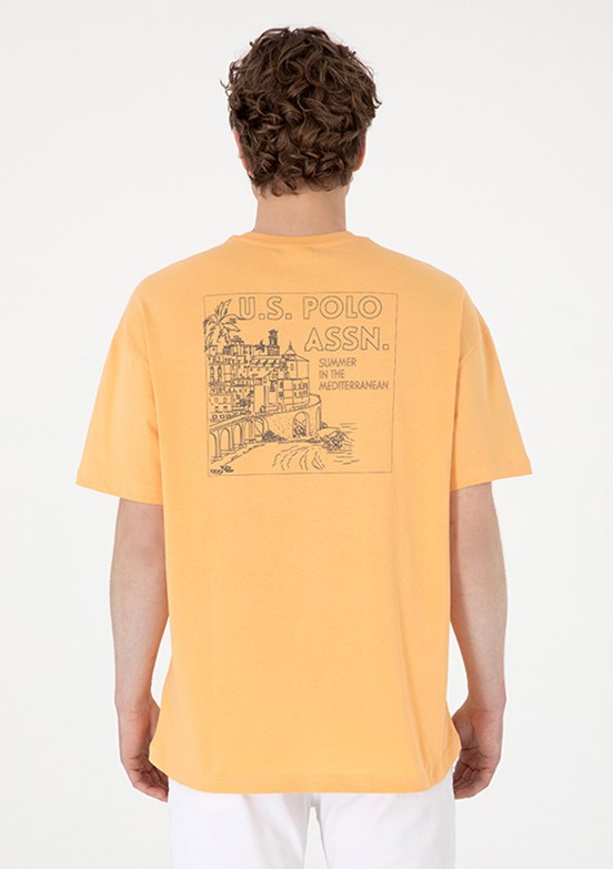 US POLO ASSN Turuncu Erkek Bisiklet Yaka T-Shirt