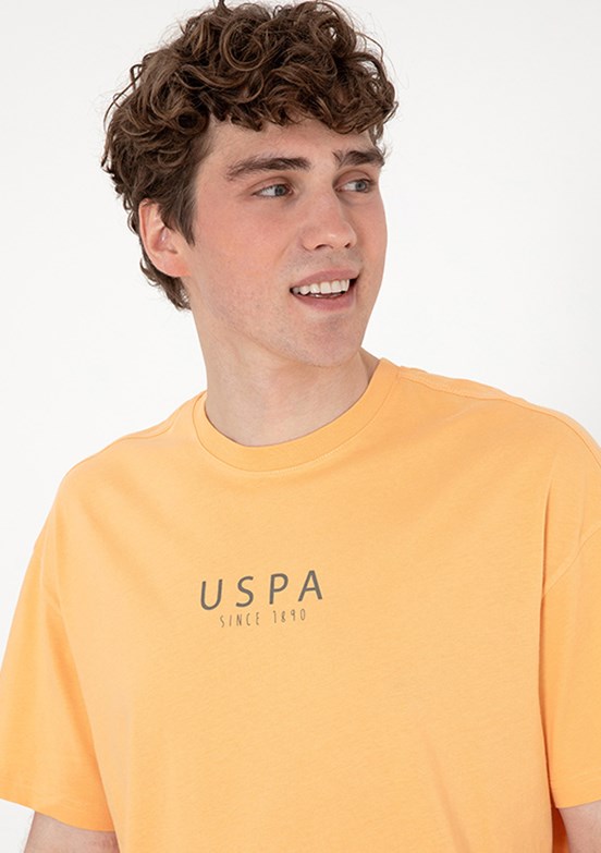 US POLO ASSN Turuncu Erkek Bisiklet Yaka T-Shirt