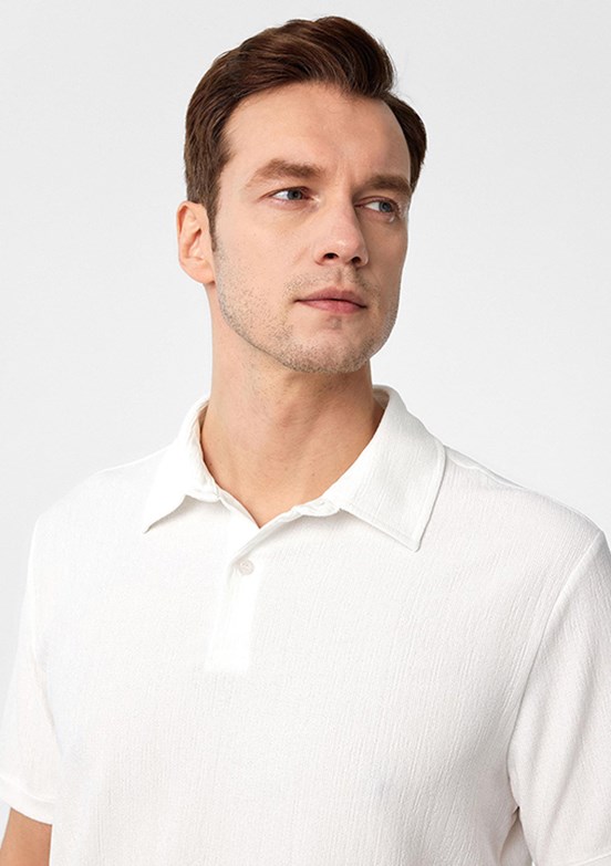 SÜVARİ Beyaz Erkek Polo Yaka T-Shirt