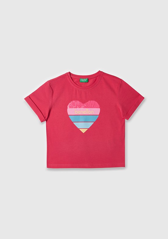BENETTON Pembe Kız Çocuk Basic T-Shirt