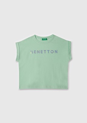 BENETTON Yeşil Kız Çocuk Basic T-Shirt