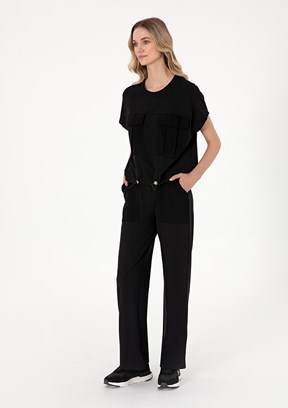 US POLO ASSN Siyah Kadın Rahat Kesim Pantolon
