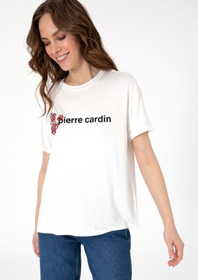 PIERRE CARDIN Beyaz Kadın Comfort T-Shirt