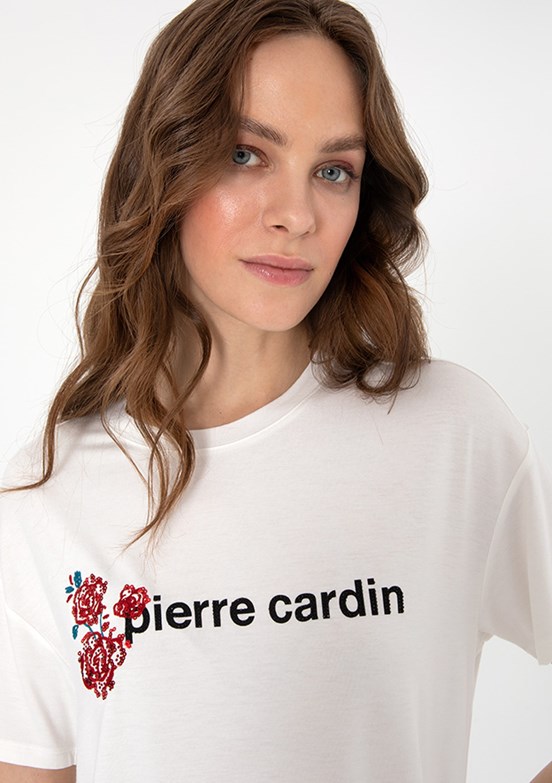 PIERRE CARDIN Beyaz Kadın Comfort T-Shirt