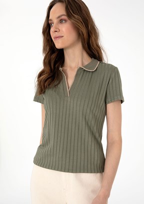 PIERRE CARDIN Yeşil Kadın Basic T-shirt