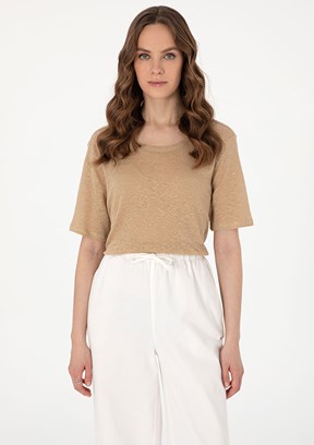 PIERRE CARDIN Bej Kadın Comfort T-Shirt