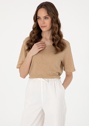 PIERRE CARDIN Bej Kadın Comfort T-Shirt