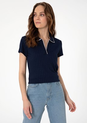 PIERRE CARDIN Lacivert Kadın Basic T-shirt