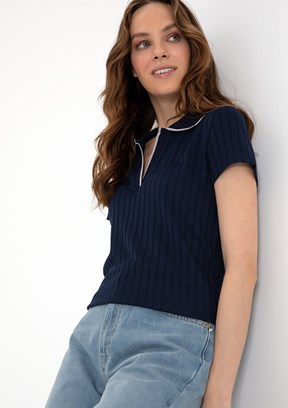PIERRE CARDIN Lacivert Kadın Basic T-shirt