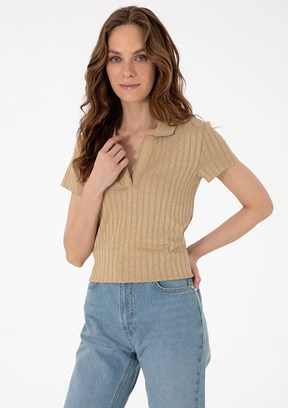 PIERRE CARDIN Bej Kadın Basic T-shirt