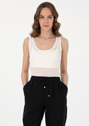 PIERRE CARDIN Beyaz Kadın Örme T-Shirt