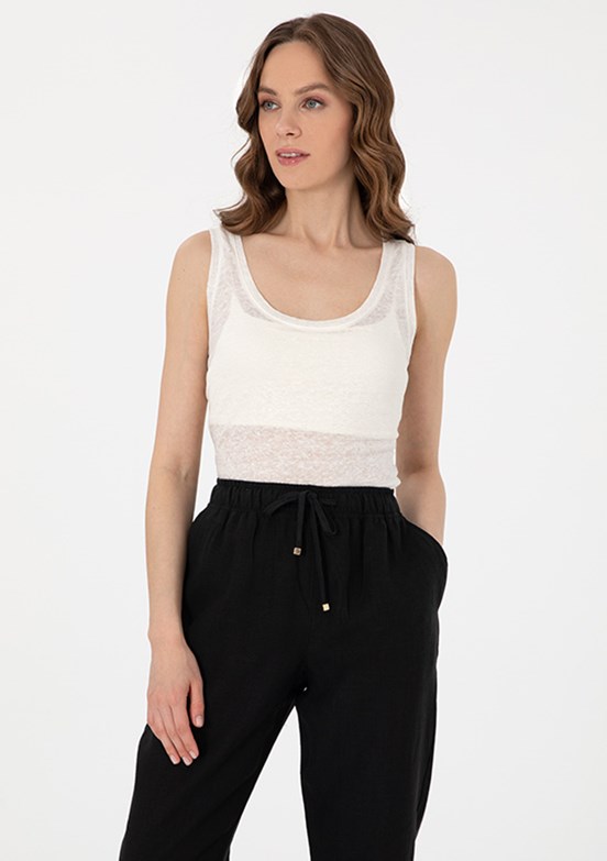 PIERRE CARDIN Beyaz Kadın Örme T-Shirt