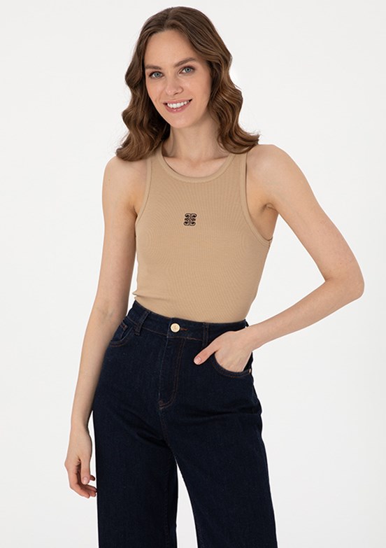 PIERRE CARDIN Bej Kadın Örme Bluz