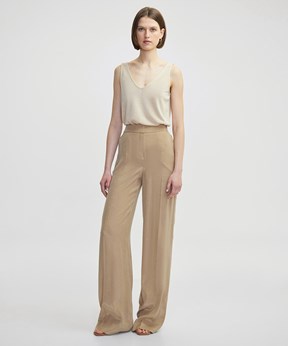 İPEKYOL Natürel Kadın Nervür Dikişli Wide Leg Pantolon