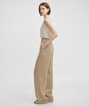 İPEKYOL Natürel Kadın Nervür Dikişli Wide Leg Pantolon
