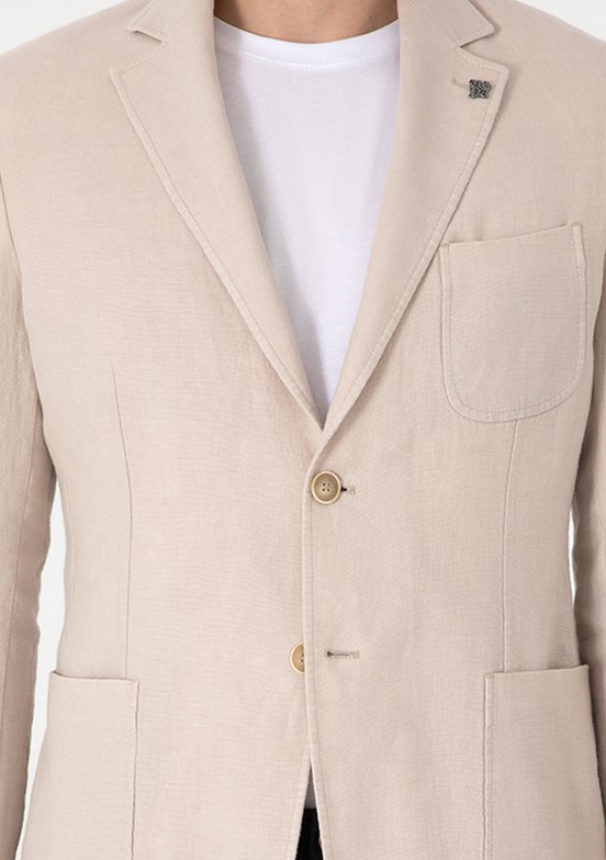 US POLO ASSN Bej Erkek Slim Ceket