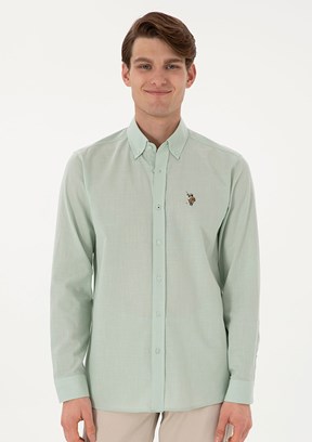US POLO ASSN Yeşil Erkek Uzun Kol Gömlek