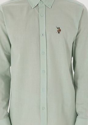 US POLO ASSN Yeşil Erkek Uzun Kol Gömlek