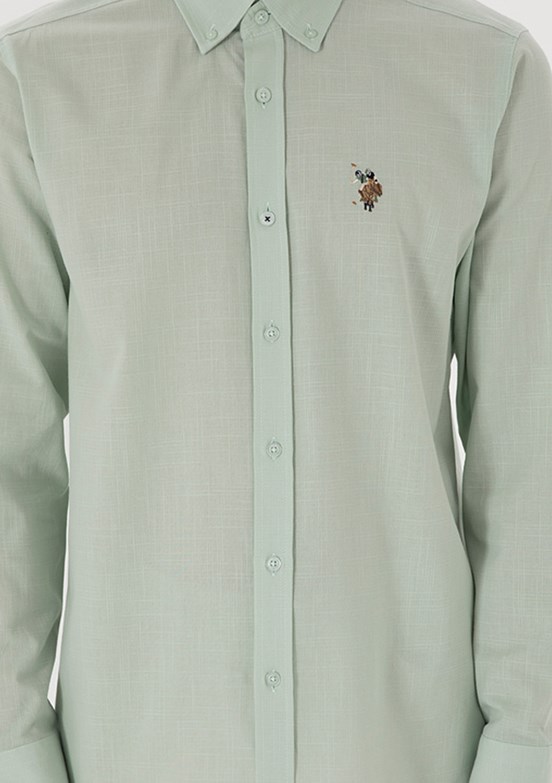 US POLO ASSN Yeşil Erkek Uzun Kol Gömlek