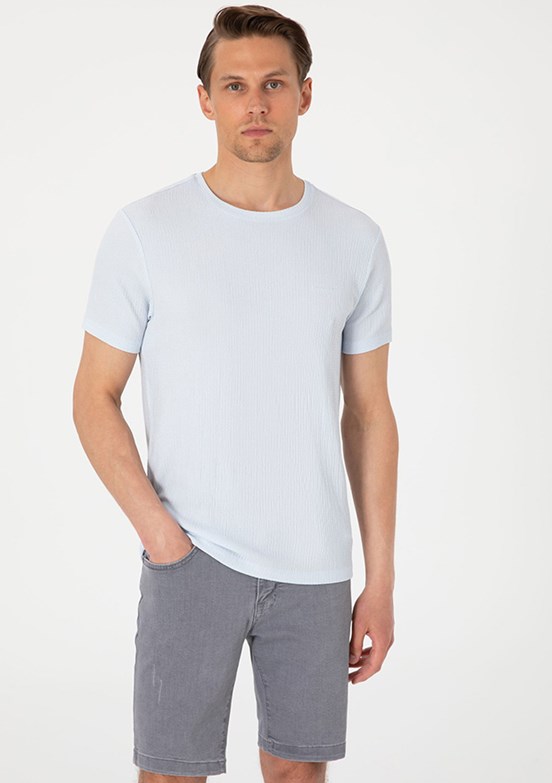 PİERRE CARDİN Mavi Erkek Örme T-Shirt
