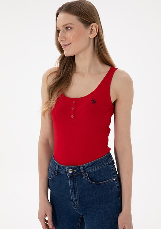 US POLO ASSN Kırmızı Kadın Basic T-Shirt
