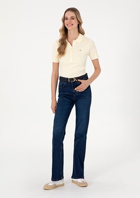 US POLO ASSN Mavi Kadın İspanyol Paça Jean Pantolon