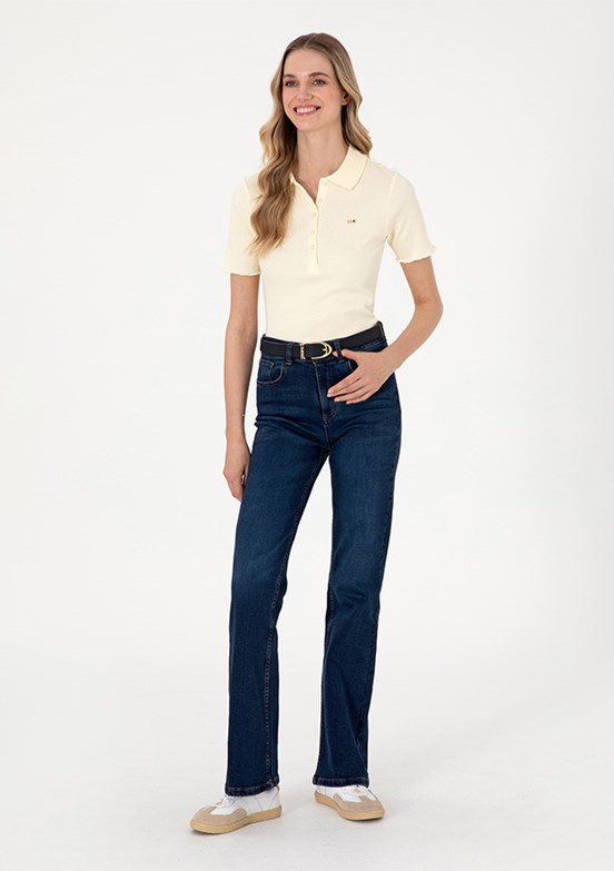 US POLO ASSN Mavi Kadın İspanyol Paça Jean Pantolon