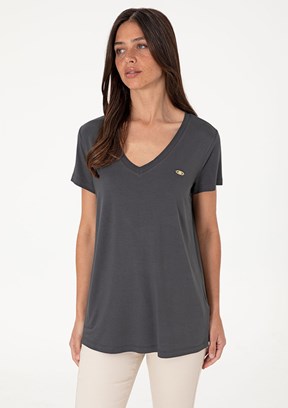 US POLO ASSN Antrasit Kadın Basic T-Shirt