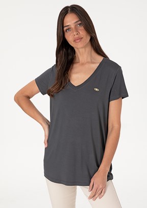 US POLO ASSN Antrasit Kadın Basic T-Shirt