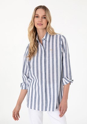 US POLO ASSN Lacivert Kadın Dokuma Gömlek
