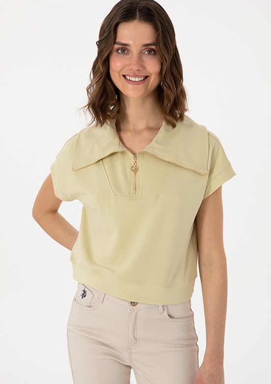 US POLO ASSN Yeşil Kadın Basic T-Shirt