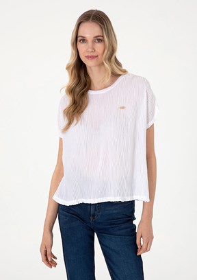 US POLO ASSN Beyaz Kadın A-Form Fit T-Shirt
