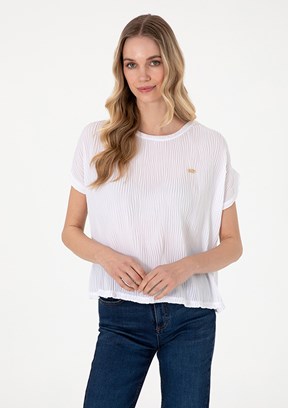 US POLO ASSN Beyaz Kadın A-Form Fit T-Shirt