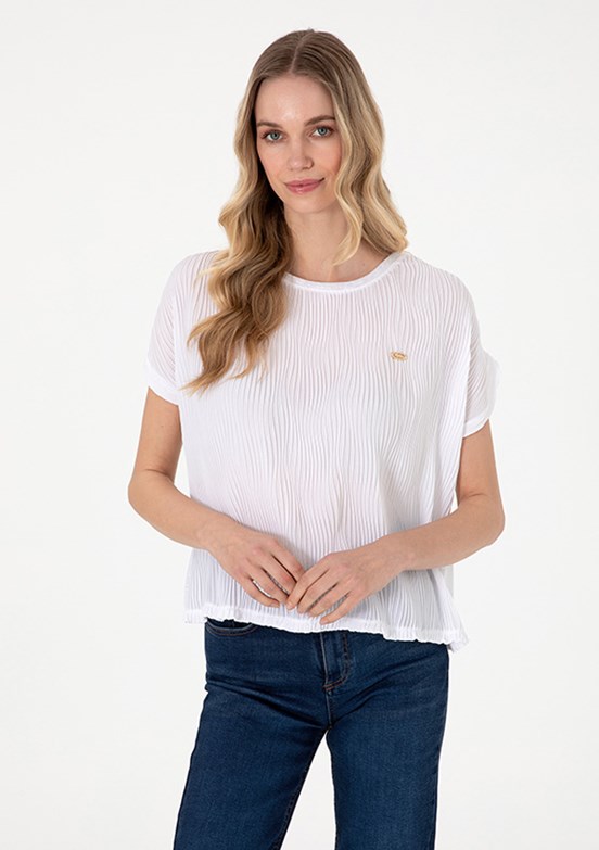 US POLO ASSN Beyaz Kadın A-Form Fit T-Shirt