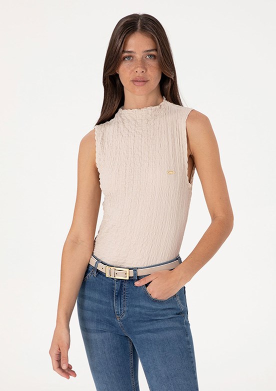 US POLO ASSN Bej Kadın Slim T-Shirt