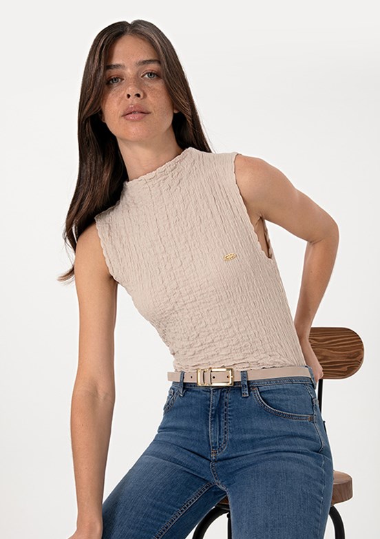 US POLO ASSN Bej Kadın Slim T-Shirt