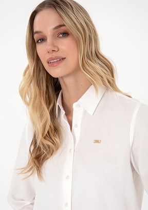 US POLO ASSN Beyaz Kadın Uzun Kol Gömlek