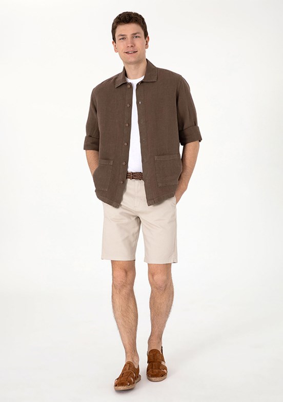 US POLO ASSN Bej Erkek Bermuda Şort