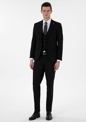 PİERRE CARDİN Sıyah Erkek Ultra Slim Takım Elbise