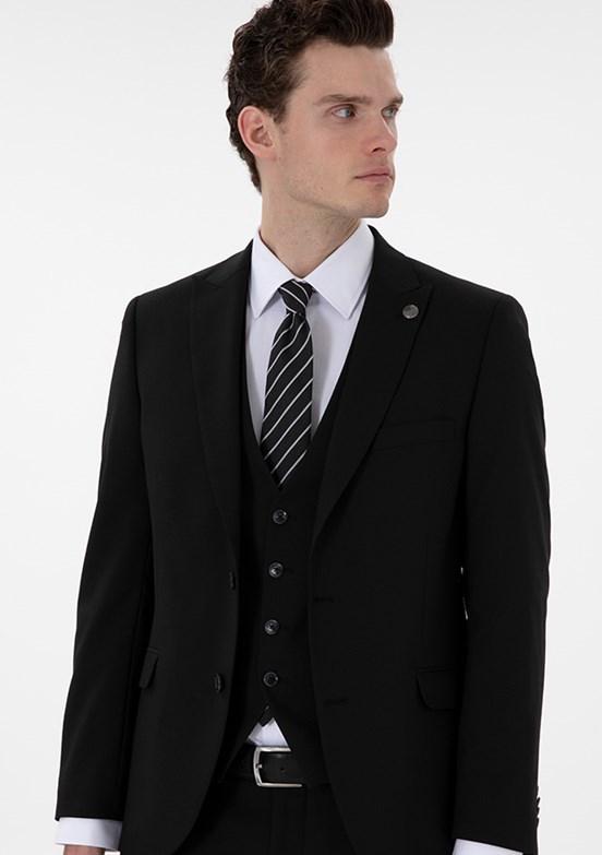 PİERRE CARDİN Sıyah Erkek Ultra Slim Takım Elbise
