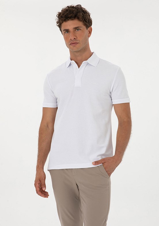 PİERRE CARDİN Beyaz Erkek Basic T-Shirt