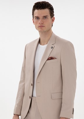 PİERRE CARDİN Bej Erkek Slim Takım Elbise