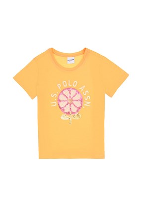 US POLO ASSN Turuncu Kız Çocuk Regular T-Shirt