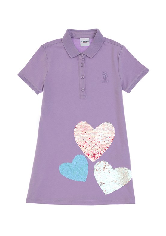 US POLO ASSN Mor Kız Çocuk Örme Elbise