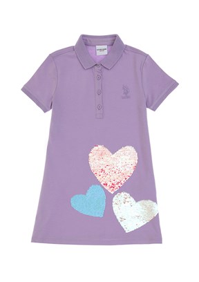 US POLO ASSN Mor Kız Çocuk Örme Elbise