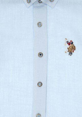 US POLO ASSN Mavi Erkek Çocuk Kısa Kol Gömlek
