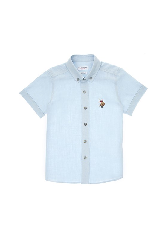 US POLO ASSN Mavi Erkek Çocuk Kısa Kol Gömlek