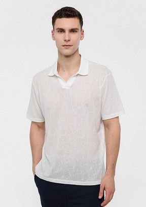 BACKANDBOND Beyaz Erkek Polo Yaka T-Shirt