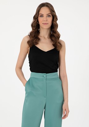 PIERRE CARDIN Siyah Kadın Kısa Kol Bluz